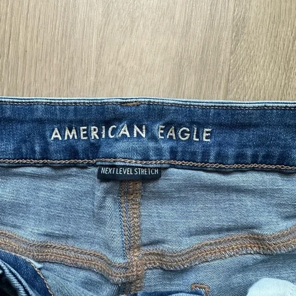 American Eagle Outfitters High Wasted Blue Flare Jeans - Size 14 short - Picture 5 of 7